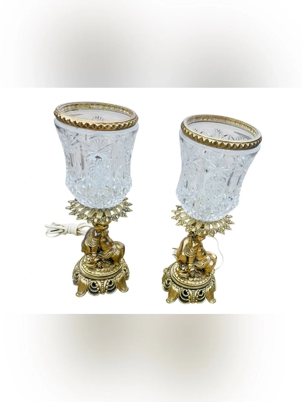 Rare Pair of Vintage L&L WMC Cherub Lamps - Hollywood Regency - Picture 6 of 8